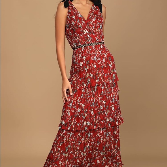 Lulus Dresses & Skirts - Lulu's Red Floral Maxi Dress